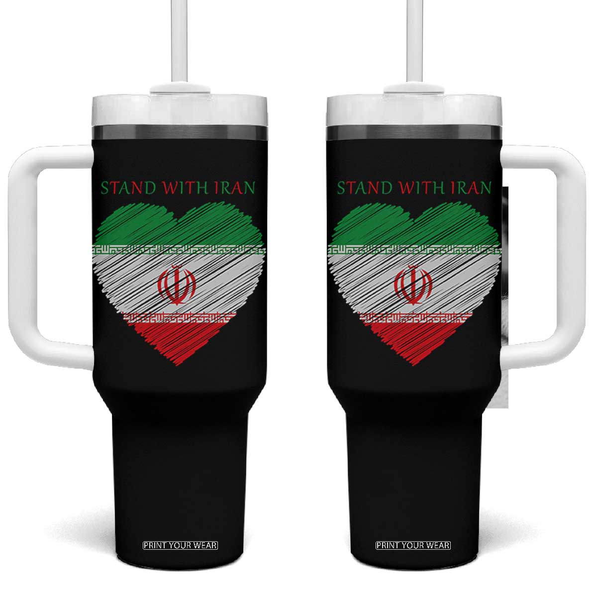 Stand With Iran Tumbler With Handle Anti War Political Protest Statement TS12 One Size: 40 oz Black Print Your Wear