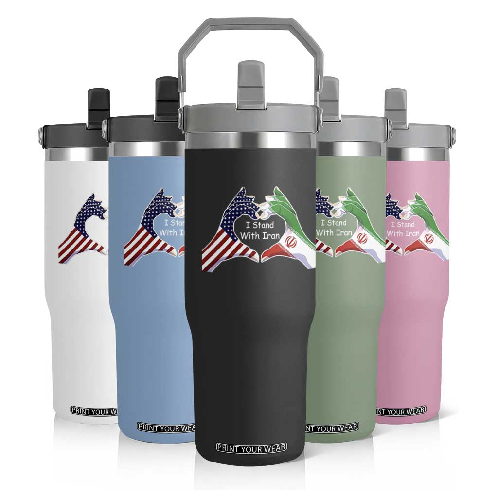 I Stand With Iran Flip Straw Tumbler Support Iranian People For Peace TS12 Print Your Wear