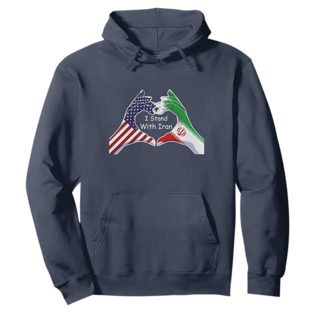 I Stand With Iran Hoodie Support Iranian People For Peace TS12 Navy Print Your Wear