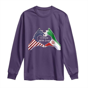 I Stand With Iran Long Sleeve Shirt Support Iranian People For Peace TS12 Purple Print Your Wear