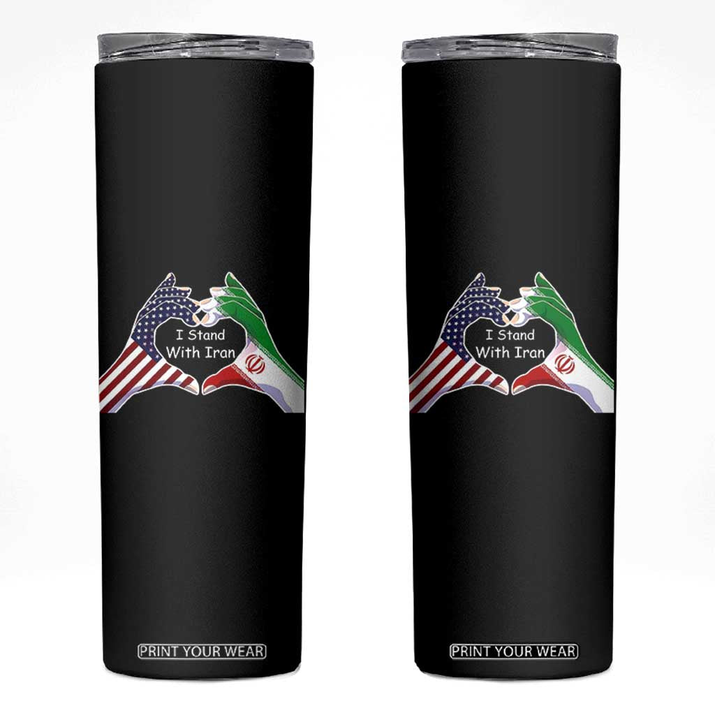 I Stand With Iran Skinny Tumbler Support Iranian People For Peace TS12 Black Print Your Wear