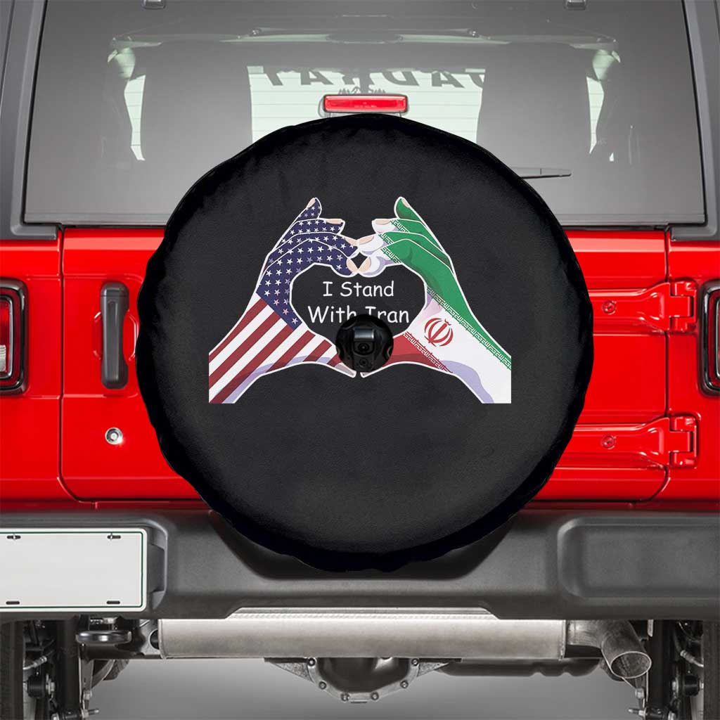 I Stand With Iran Spare Tire Cover Support Iranian People For Peace TS12 Black Print Your Wear