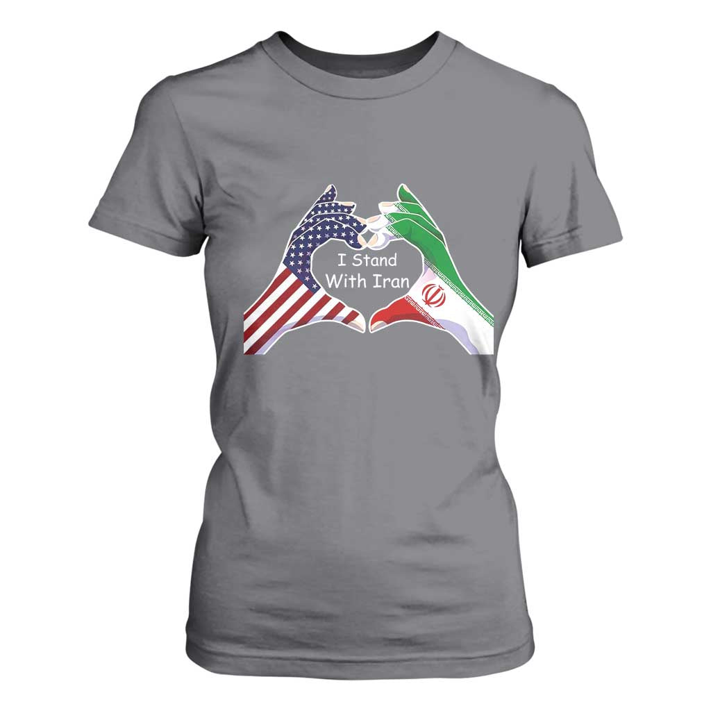 I Stand With Iran T Shirt For Women Support Iranian People For Peace TS12 Charcoal Print Your Wear