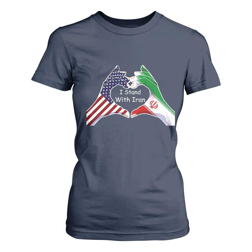 I Stand With Iran T Shirt For Women Support Iranian People For Peace TS12 Navy Print Your Wear