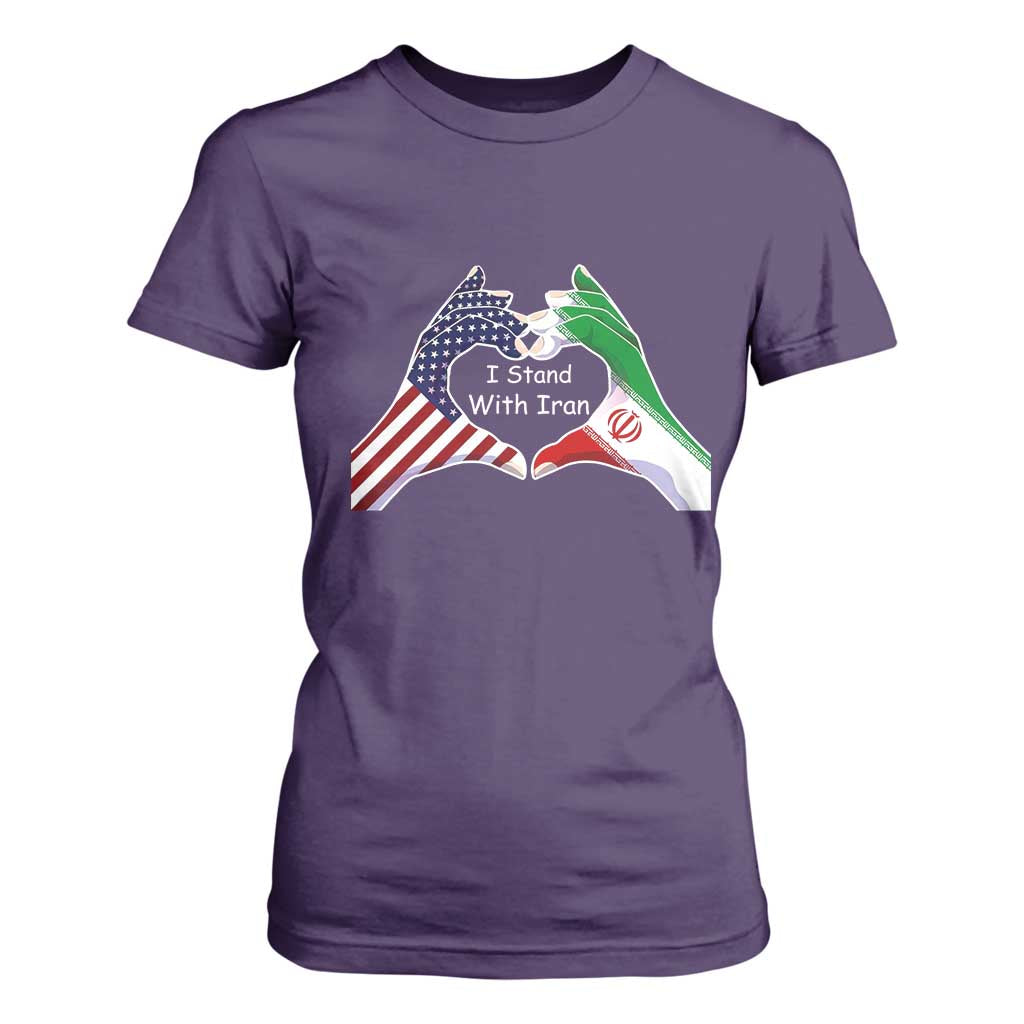 I Stand With Iran T Shirt For Women Support Iranian People For Peace TS12 Purple Print Your Wear