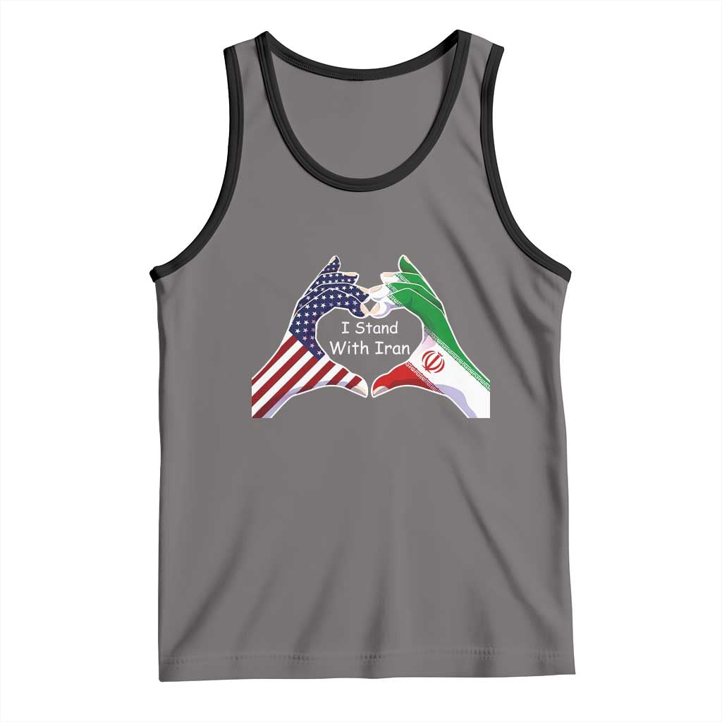 I Stand With Iran Tank Top Support Iranian People For Peace TS12 Deep Heather Black Print Your Wear