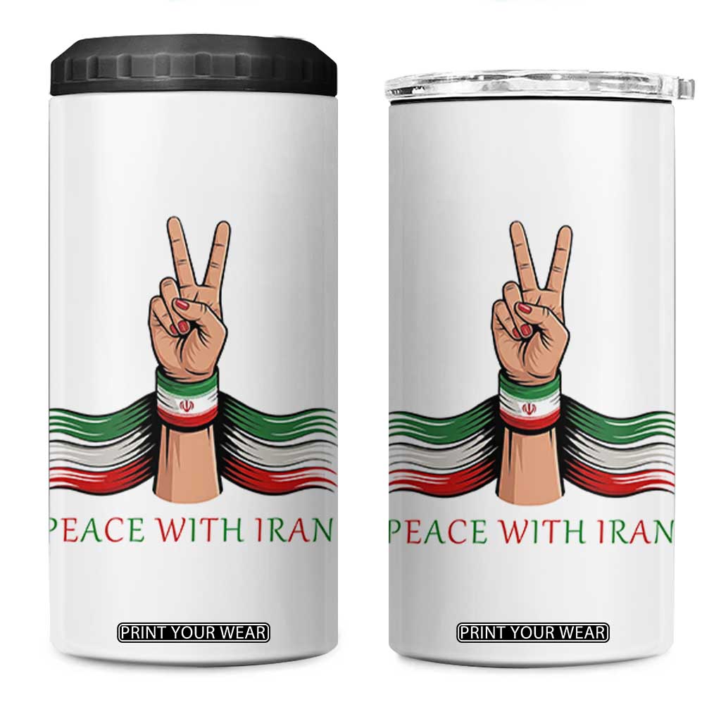 Peace With Iran 4 in 1 Can Cooler Tumbler Support Iranian People For Peace TS12 One Size: 16 oz White Print Your Wear