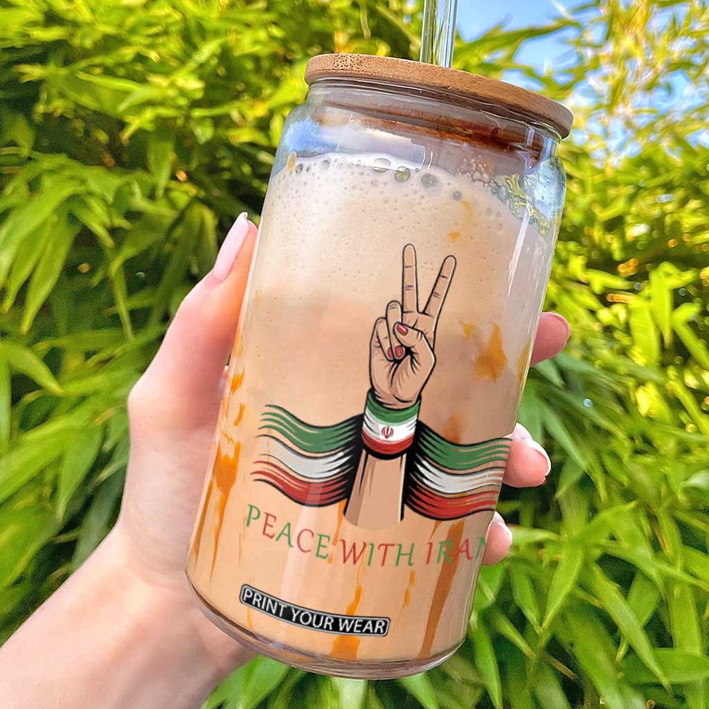 Peace With Iran Glass Can Support Iranian People For Peace TS12 White Print Your Wear