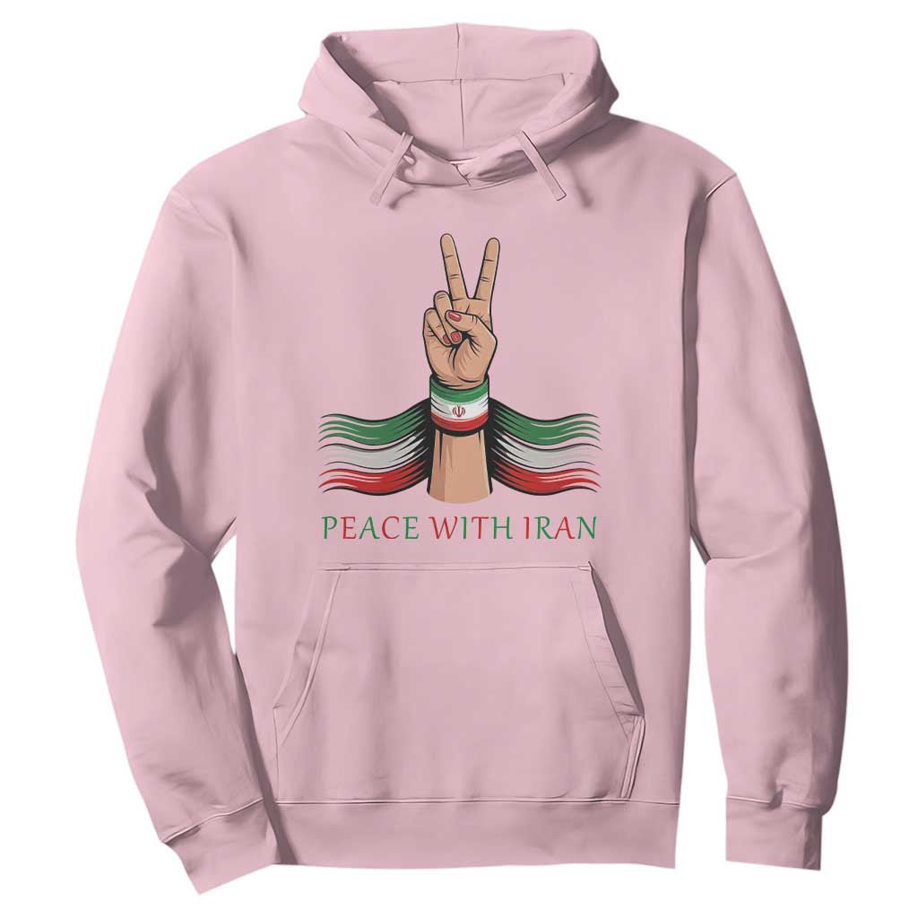 Peace With Iran Hoodie Support Iranian People For Peace TS12 Light Pink Print Your Wear