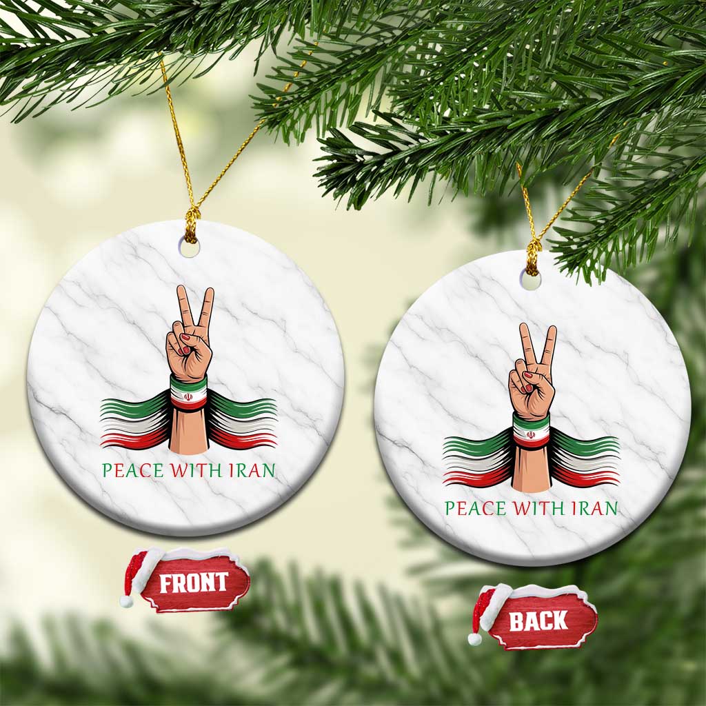 Peace With Iran Ceramic Ornament Support Iranian People For Peace TS12 1pc White Marble Print Your Wear