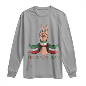 Peace With Iran Long Sleeve Shirt Support Iranian People For Peace TS12 Sport Gray Print Your Wear
