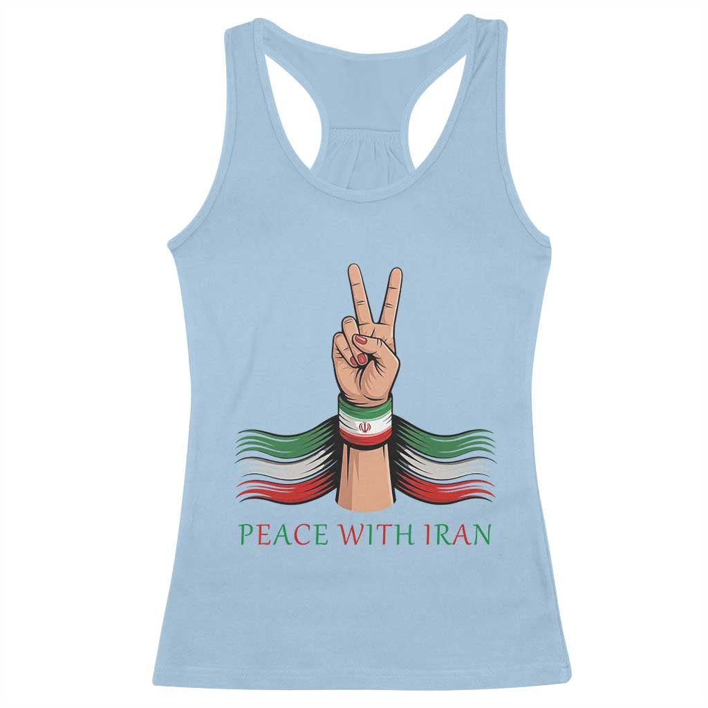 Peace With Iran Racerback Tank Top Support Iranian People For Peace TS12 Light Blue Print Your Wear