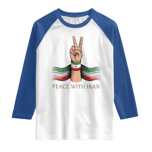 Peace With Iran Raglan Shirt Support Iranian People For Peace TS12 White Royal Print Your Wear