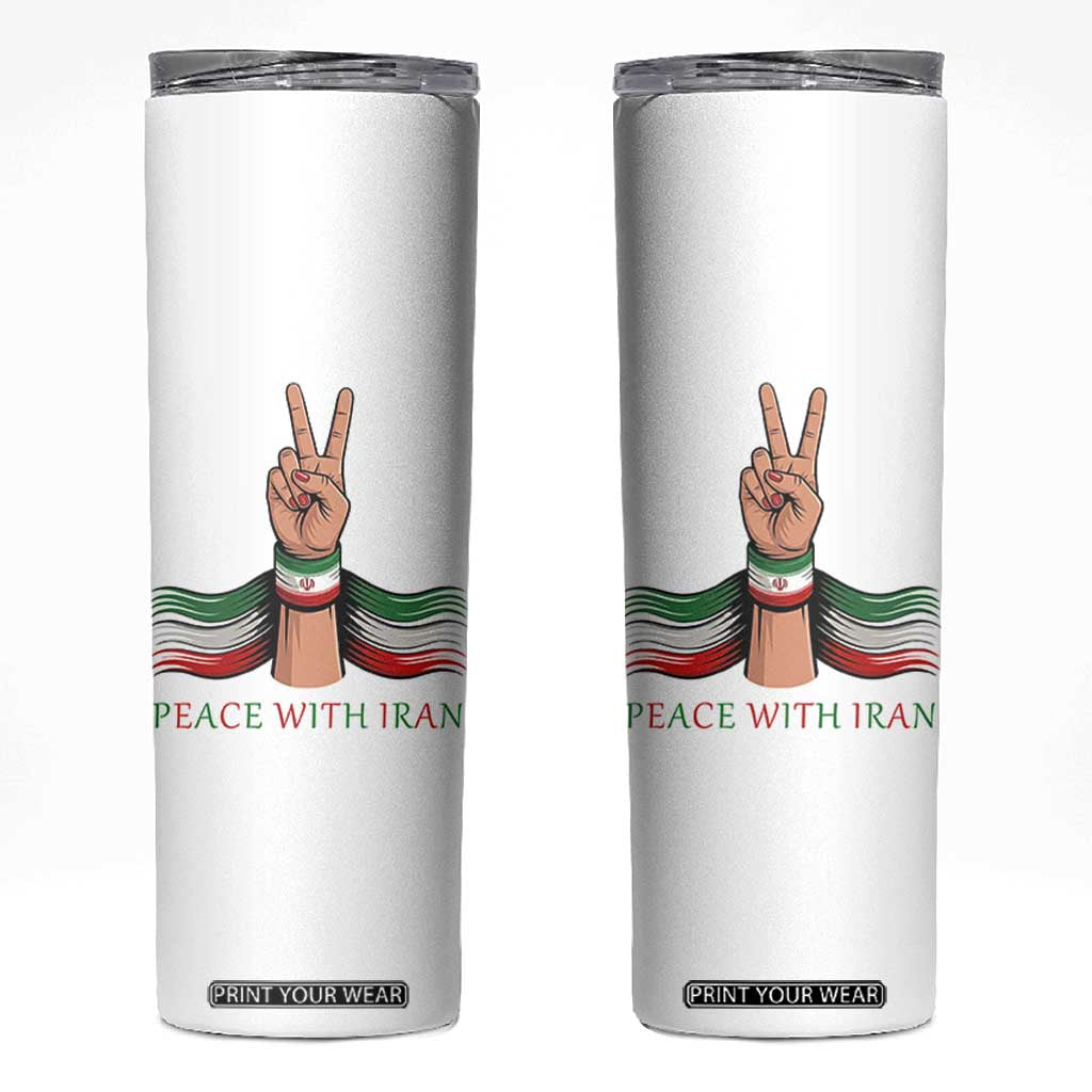 Peace With Iran Skinny Tumbler Support Iranian People For Peace TS12 White Print Your Wear