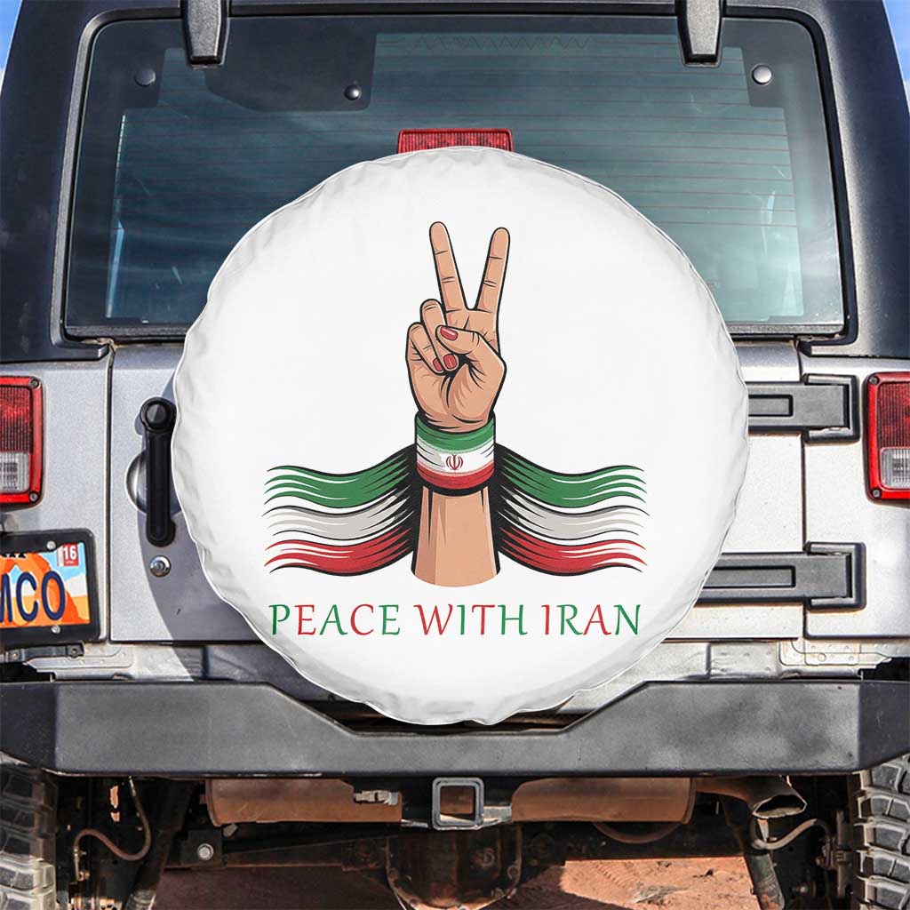 Peace With Iran Spare Tire Cover Support Iranian People For Peace TS12 No hole White Print Your Wear