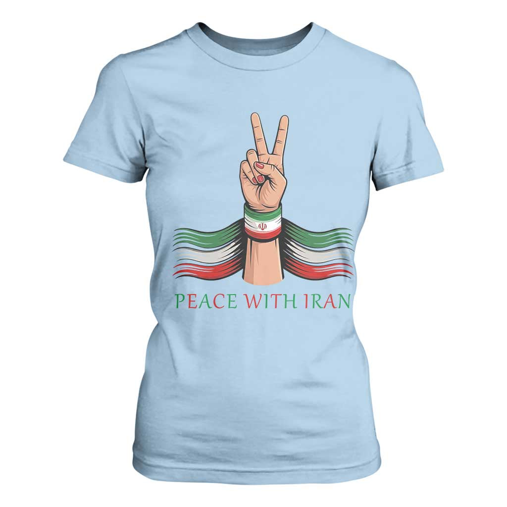 Peace With Iran T Shirt For Women Support Iranian People For Peace TS12 Light Blue Print Your Wear