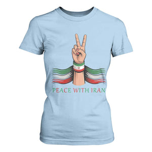 Peace With Iran T Shirt For Women Support Iranian People For Peace TS12 Light Blue Print Your Wear
