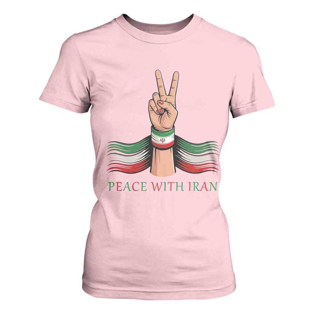 Peace With Iran T Shirt For Women Support Iranian People For Peace TS12 Light Pink Print Your Wear