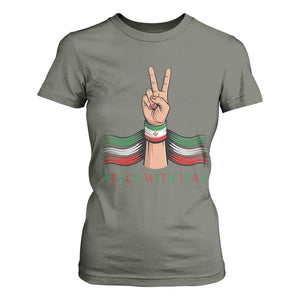 Peace With Iran T Shirt For Women Support Iranian People For Peace TS12 Military Green Print Your Wear