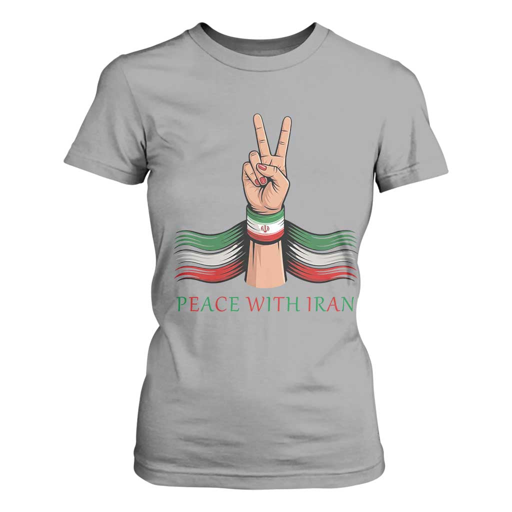 Peace With Iran T Shirt For Women Support Iranian People For Peace TS12 Sport Gray Print Your Wear