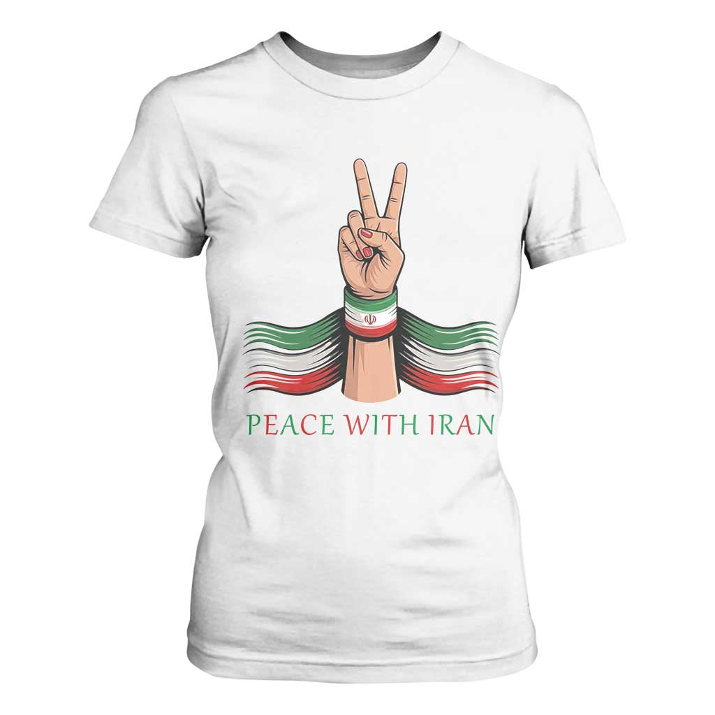 Peace With Iran T Shirt For Women Support Iranian People For Peace TS12 White Print Your Wear