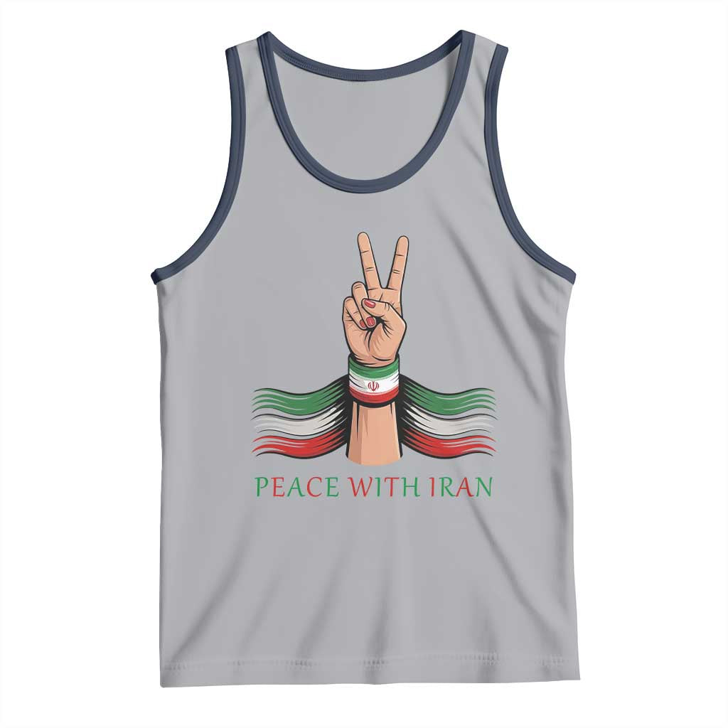 Peace With Iran Tank Top Support Iranian People For Peace TS12 Athletic Heather Navy Print Your Wear