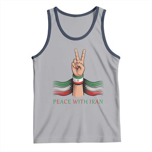 Peace With Iran Tank Top Support Iranian People For Peace TS12 Athletic Heather Navy Print Your Wear