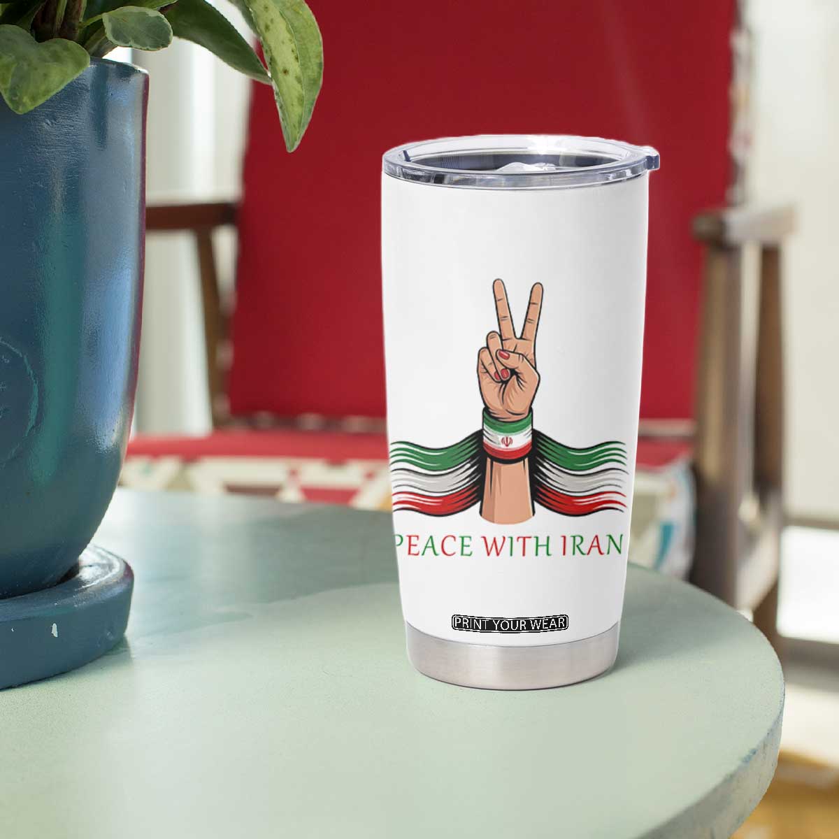 Peace With Iran Tumbler Cup Support Iranian People For Peace TS12 Print Your Wear