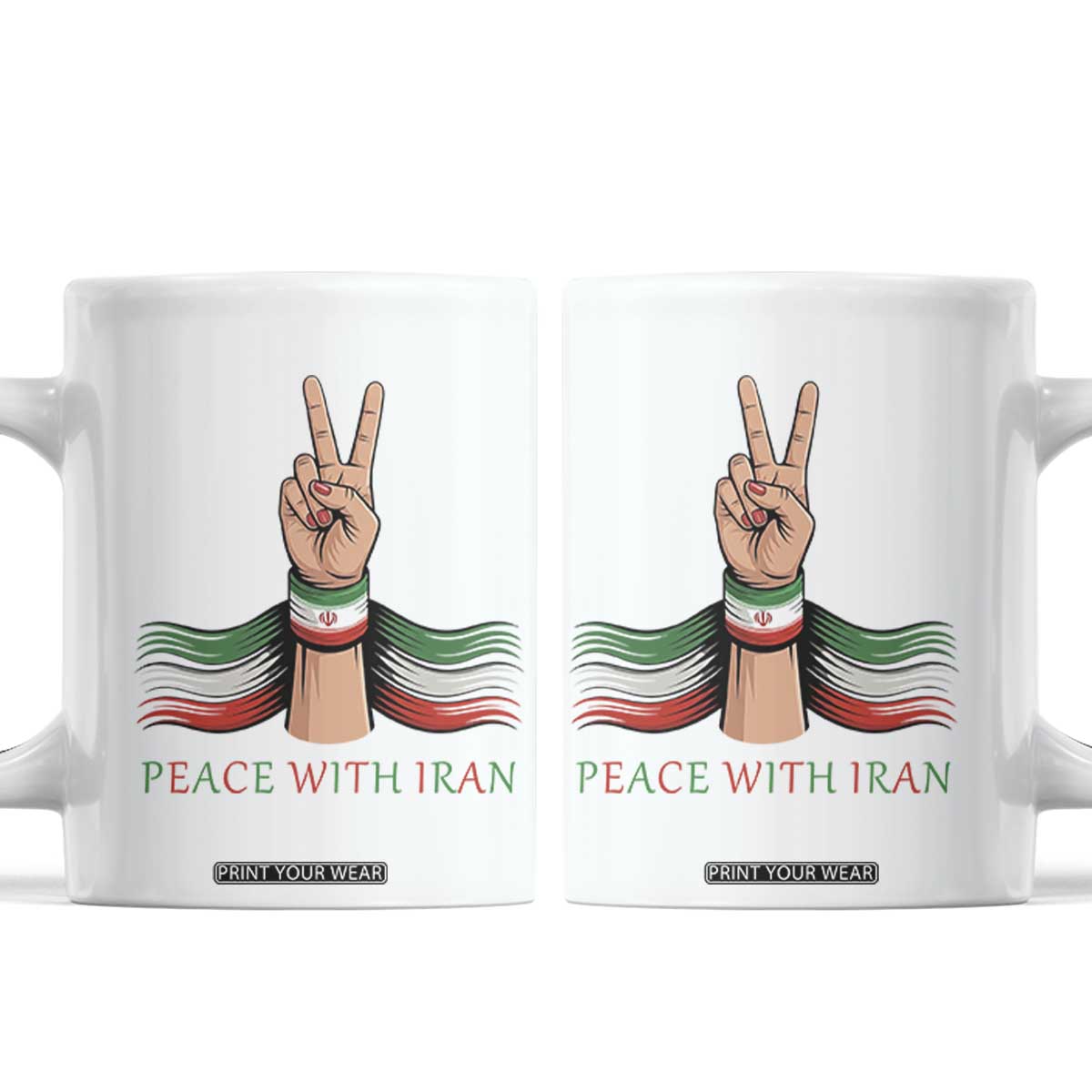 Peace With Iran Coffee Mug Support Iranian People For Peace TS12 White Print Your Wear