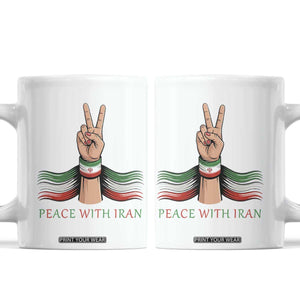 Peace With Iran Coffee Mug Support Iranian People For Peace TS12 White Print Your Wear