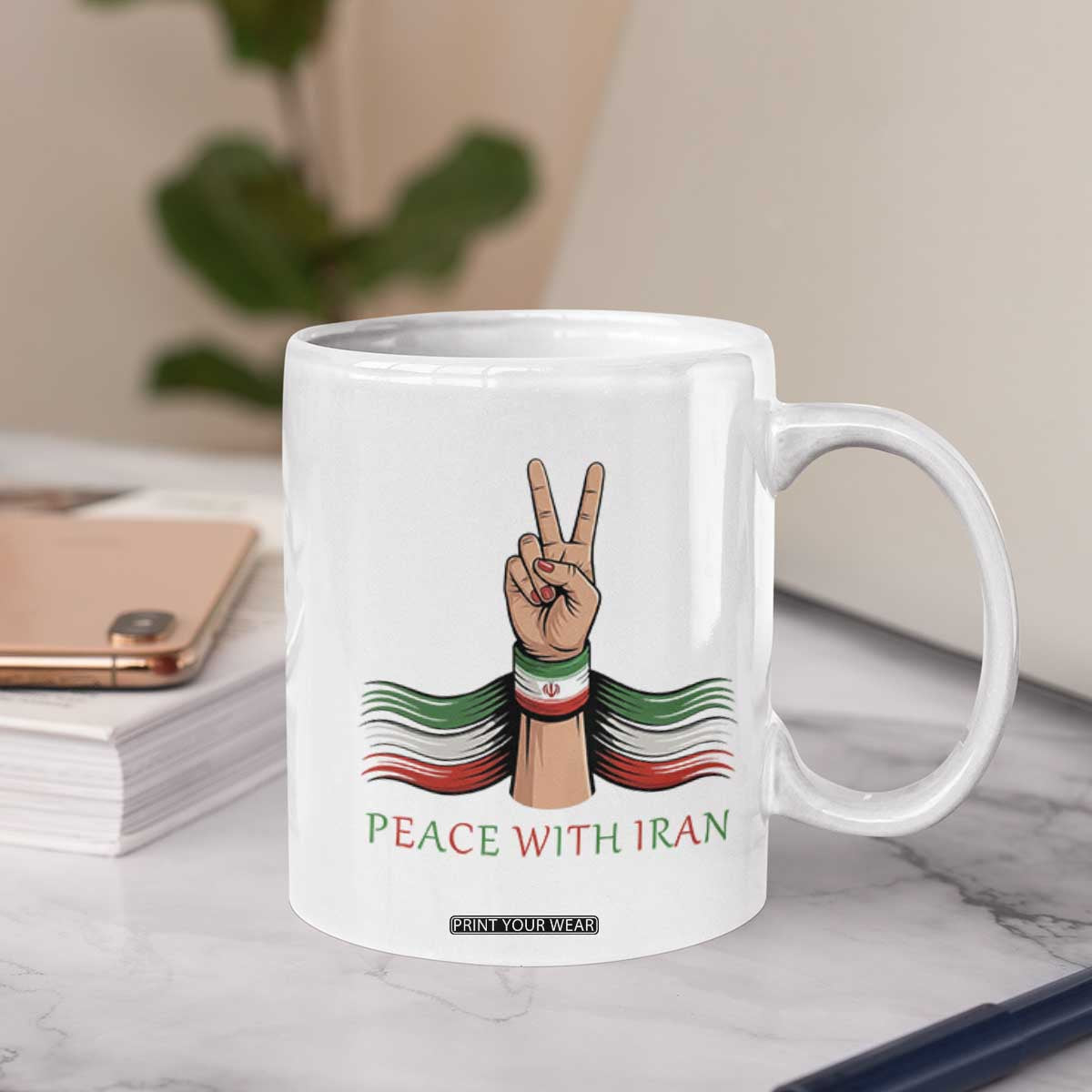 Peace With Iran Coffee Mug Support Iranian People For Peace TS12 Print Your Wear