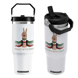 Peace With Iran Flip Straw Tumbler Support Iranian People For Peace TS12 One Size: 30 oz White Print Your Wear
