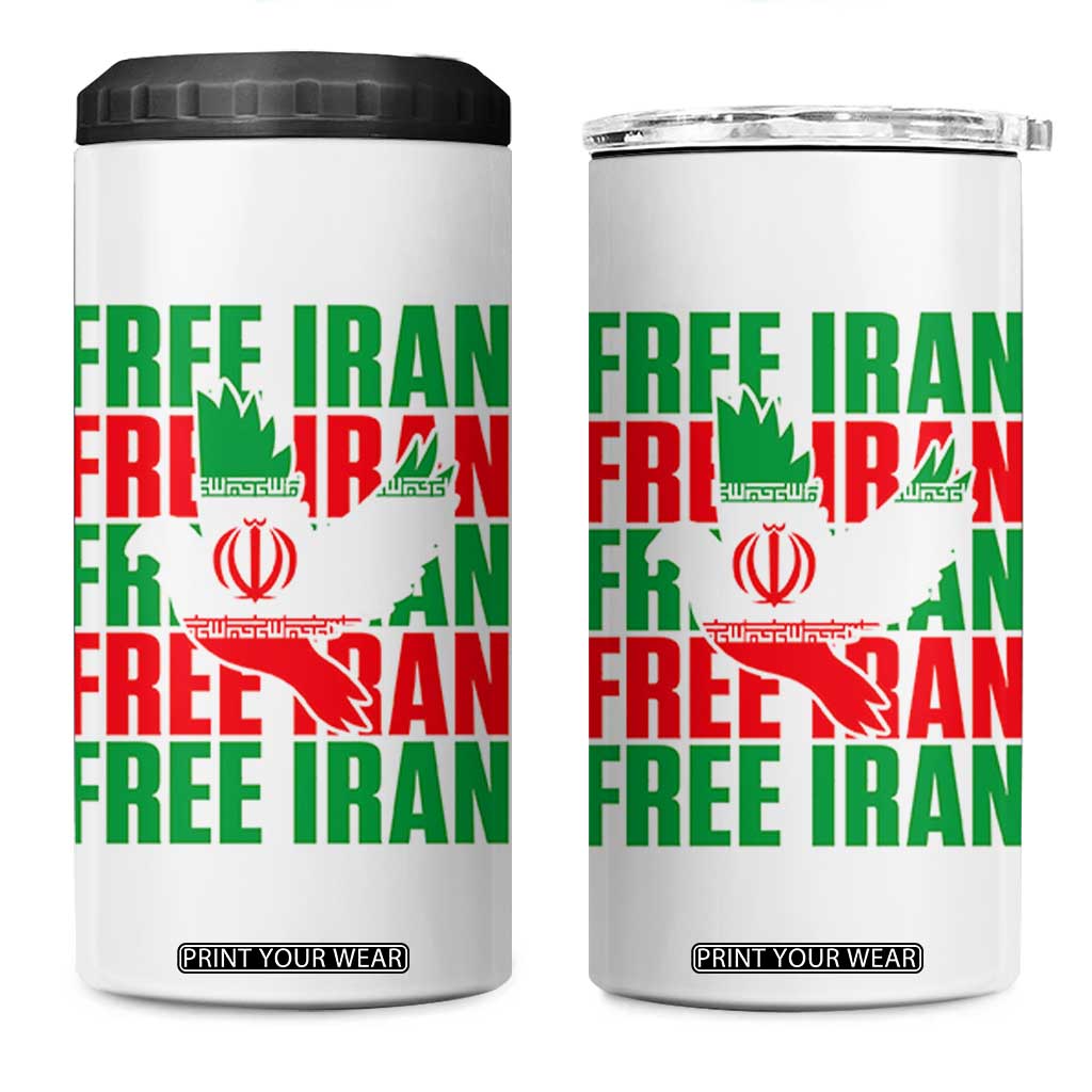 Freedom Dove Flag 4 in 1 Can Cooler Tumbler Peaceful Iran Support TS12 One Size: 16 oz White Print Your Wear