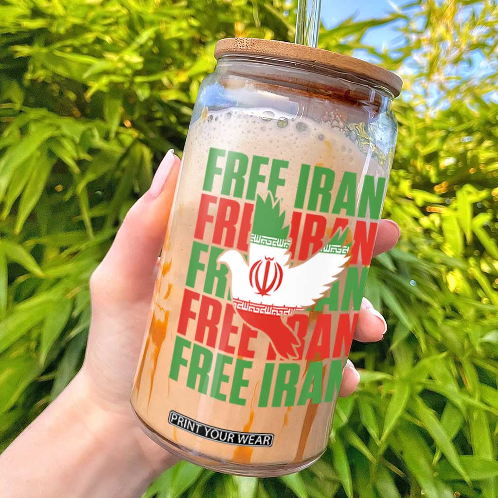 Freedom Dove Flag Glass Can Peaceful Iran Support TS12 White Print Your Wear