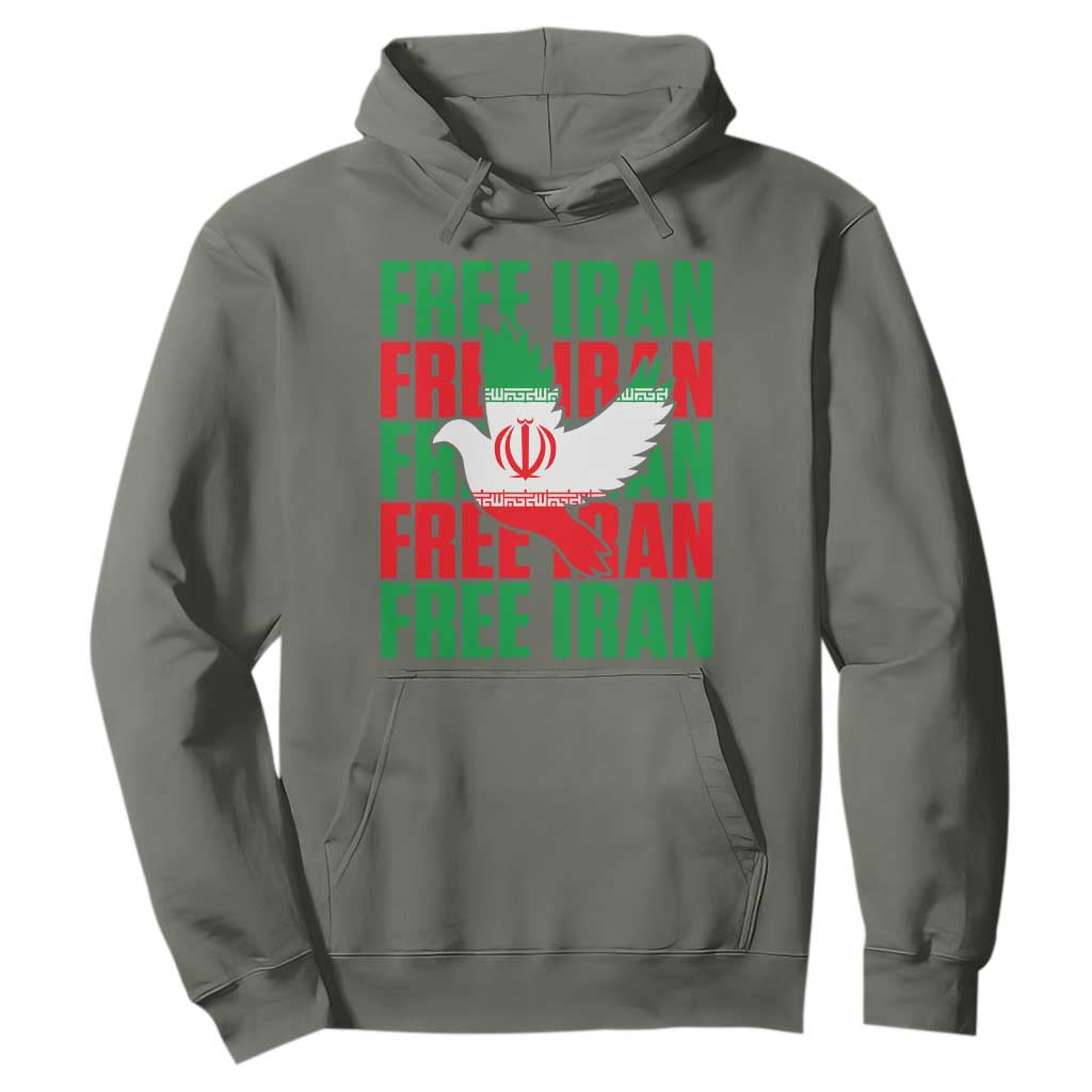 Freedom Dove Flag Hoodie Peaceful Iran Support TS12 Military Green Print Your Wear