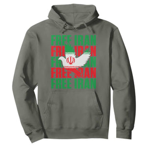 Freedom Dove Flag Hoodie Peaceful Iran Support TS12 Military Green Print Your Wear