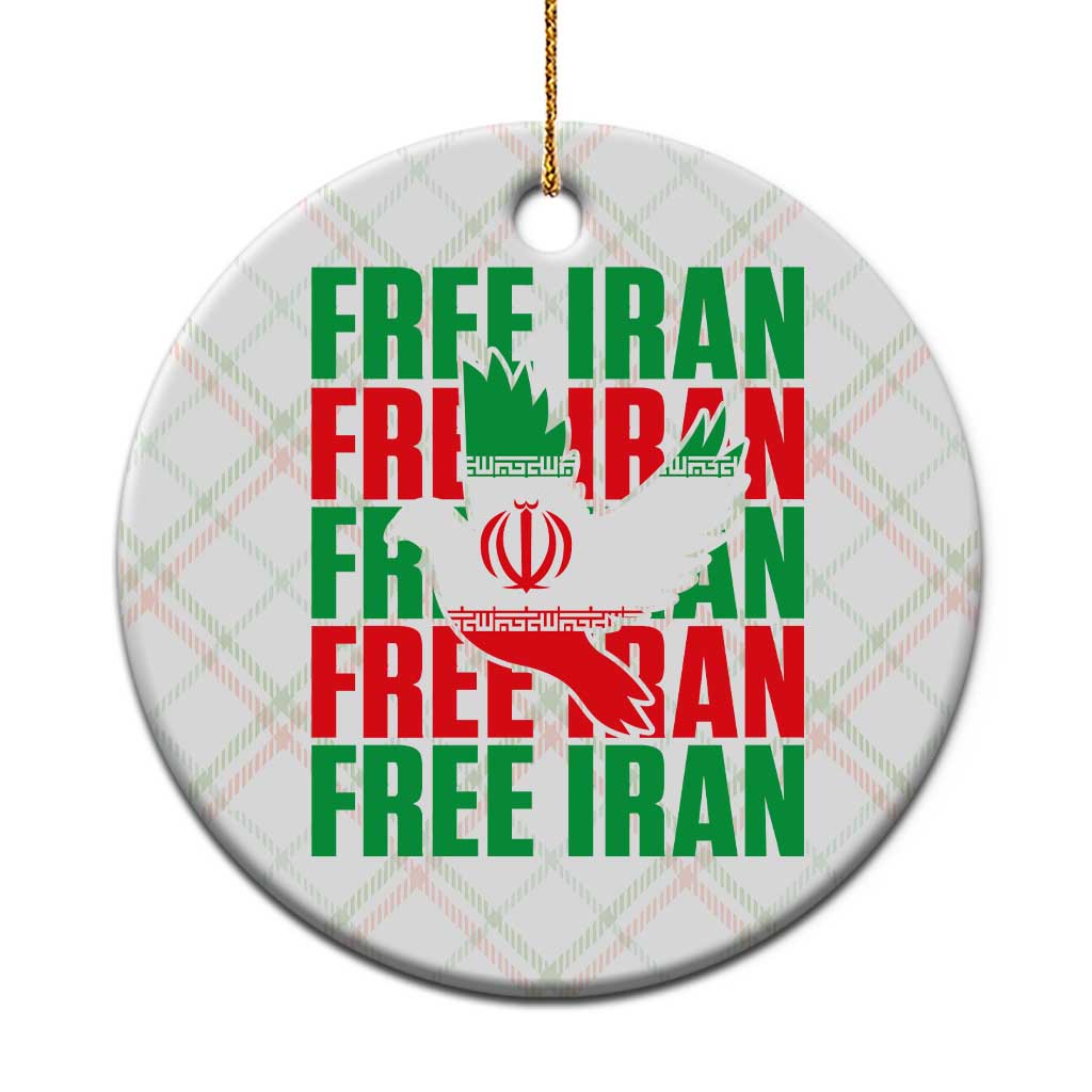 Freedom Dove Flag Ceramic Ornament Peaceful Iran Support TS12 1pc Christmas Plaid Print Your Wear