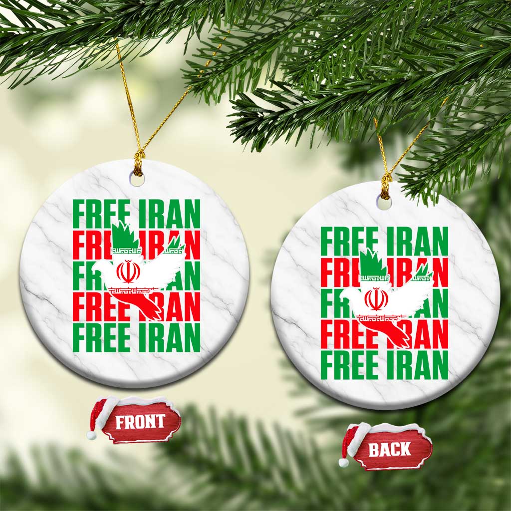 Freedom Dove Flag Ceramic Ornament Peaceful Iran Support TS12 1pc White Marble Print Your Wear
