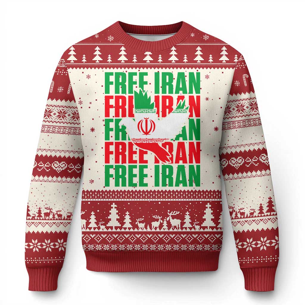Freedom Dove Flag Ugly Christmas Sweater Peaceful Iran Support TS12 Beige Red Print Your Wear