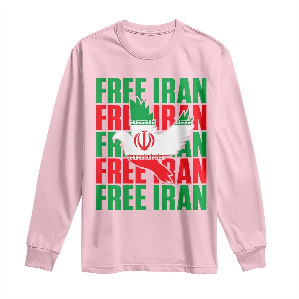 Freedom Dove Flag Long Sleeve Shirt Peaceful Iran Support TS12 Light Pink Print Your Wear