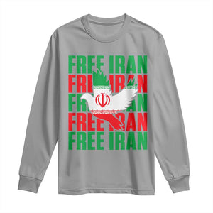 Freedom Dove Flag Long Sleeve Shirt Peaceful Iran Support TS12 Sport Gray Print Your Wear