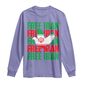 Freedom Dove Flag Long Sleeve Shirt Peaceful Iran Support TS12 Violet Print Your Wear