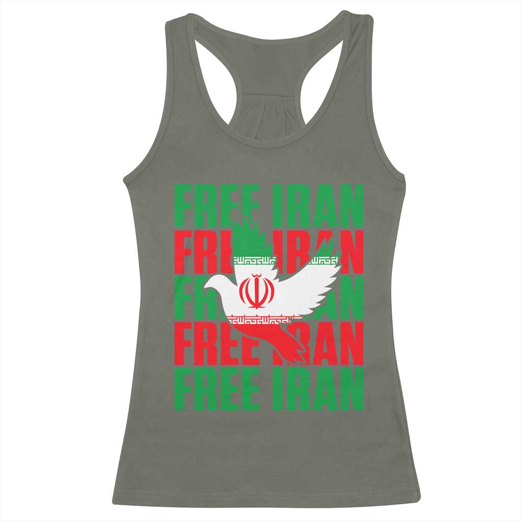 Freedom Dove Flag Racerback Tank Top Peaceful Iran Support TS12 Military Green Print Your Wear