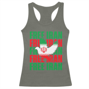 Freedom Dove Flag Racerback Tank Top Peaceful Iran Support TS12 Military Green Print Your Wear