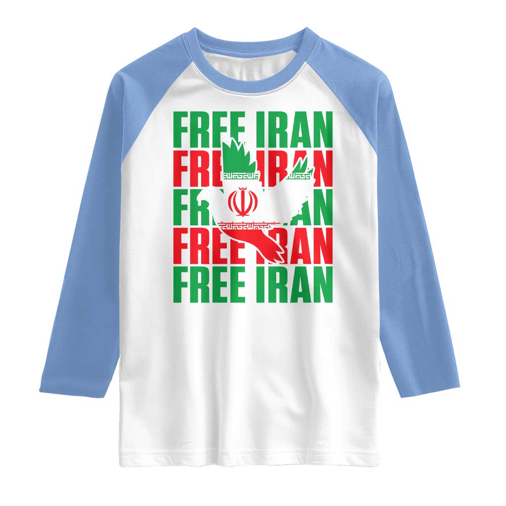 Freedom Dove Flag Raglan Shirt Peaceful Iran Support TS12 White Carolina Blue Print Your Wear