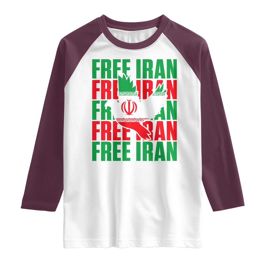 Freedom Dove Flag Raglan Shirt Peaceful Iran Support TS12 White Maroon Print Your Wear