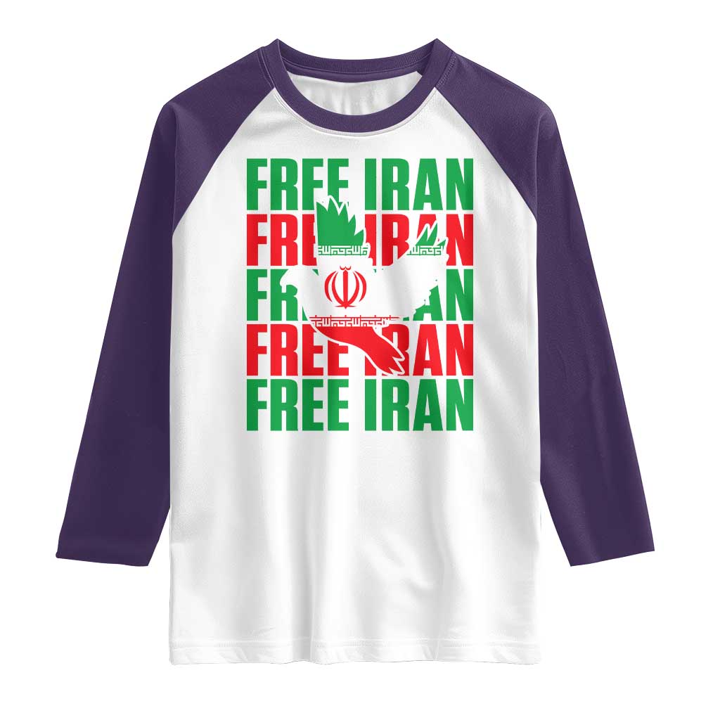 Freedom Dove Flag Raglan Shirt Peaceful Iran Support TS12 White Purple Print Your Wear