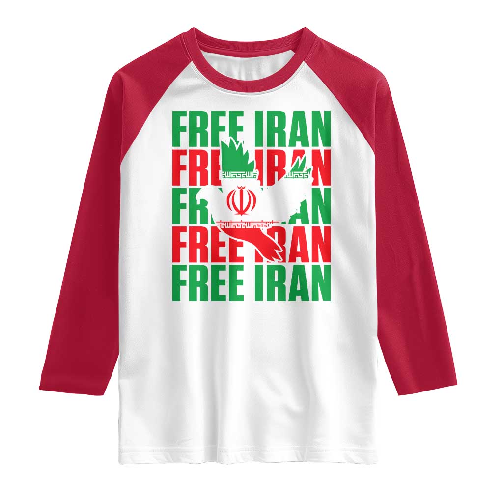 Freedom Dove Flag Raglan Shirt Peaceful Iran Support TS12 White Red Print Your Wear