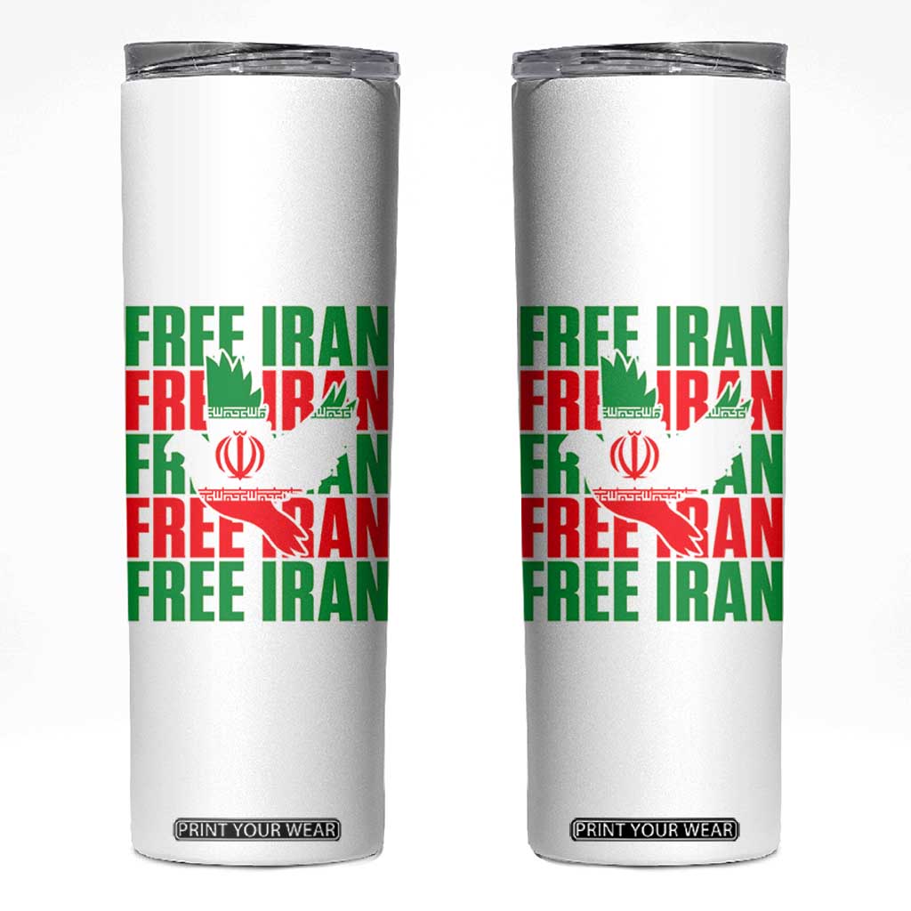 Freedom Dove Flag Skinny Tumbler Peaceful Iran Support TS12 White Print Your Wear