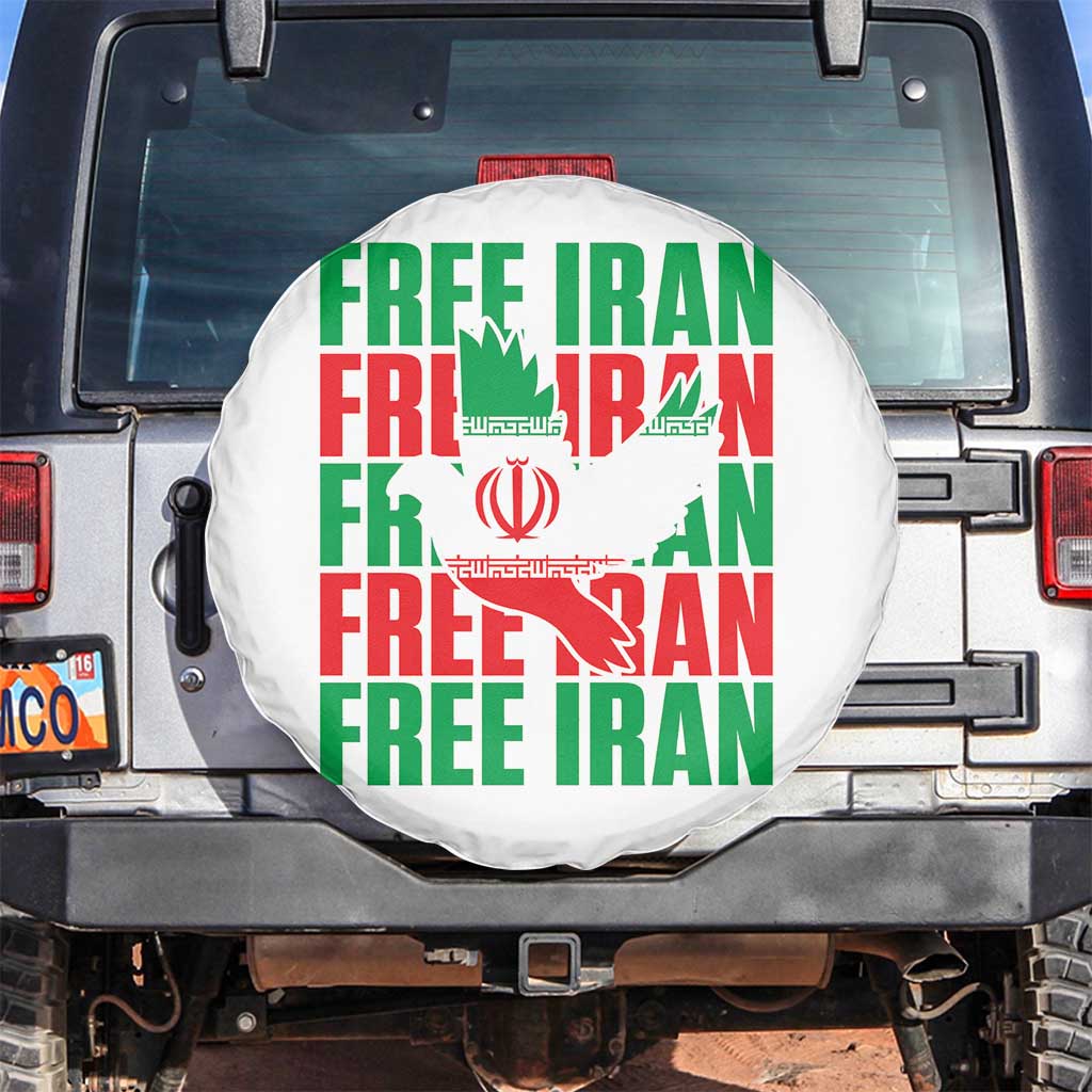 Freedom Dove Flag Spare Tire Cover Peaceful Iran Support TS12 No hole White Print Your Wear